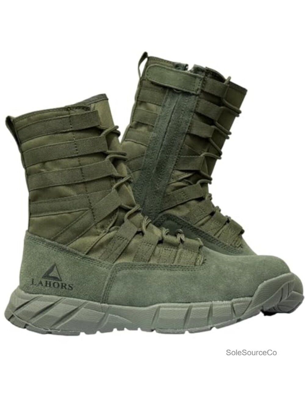 LAHORS Suede Leather Tactical Combat Boots Side Zip Hiking Work